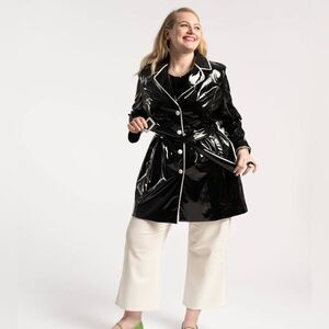 Frances Valentine Vegan Leather Morton Raincoat Black Size 1X NWT